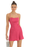 Satin A Line Dress in Pink