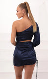 Asymmetric Mini Dress in Navy Blue