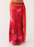 Raya Maxi Skirt Peach Watermelon Flower