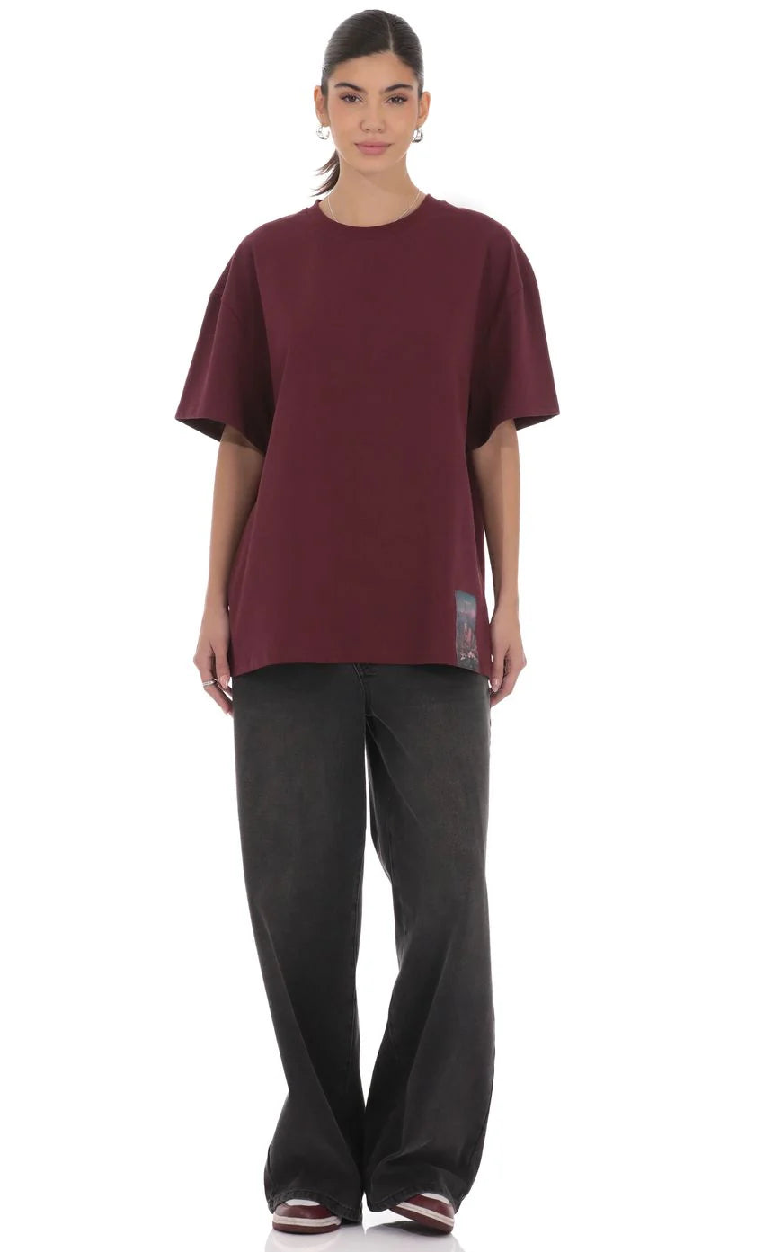 Lucy Graphic T Shirt in Burgundy