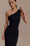 Milena One Shoulder Crepe Maxi Dress Black