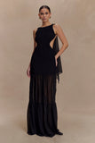 Haille Knit Chiffon Maxi Dress Black