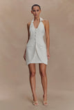 Ruth Cotton Halter Mini Dress Ivory