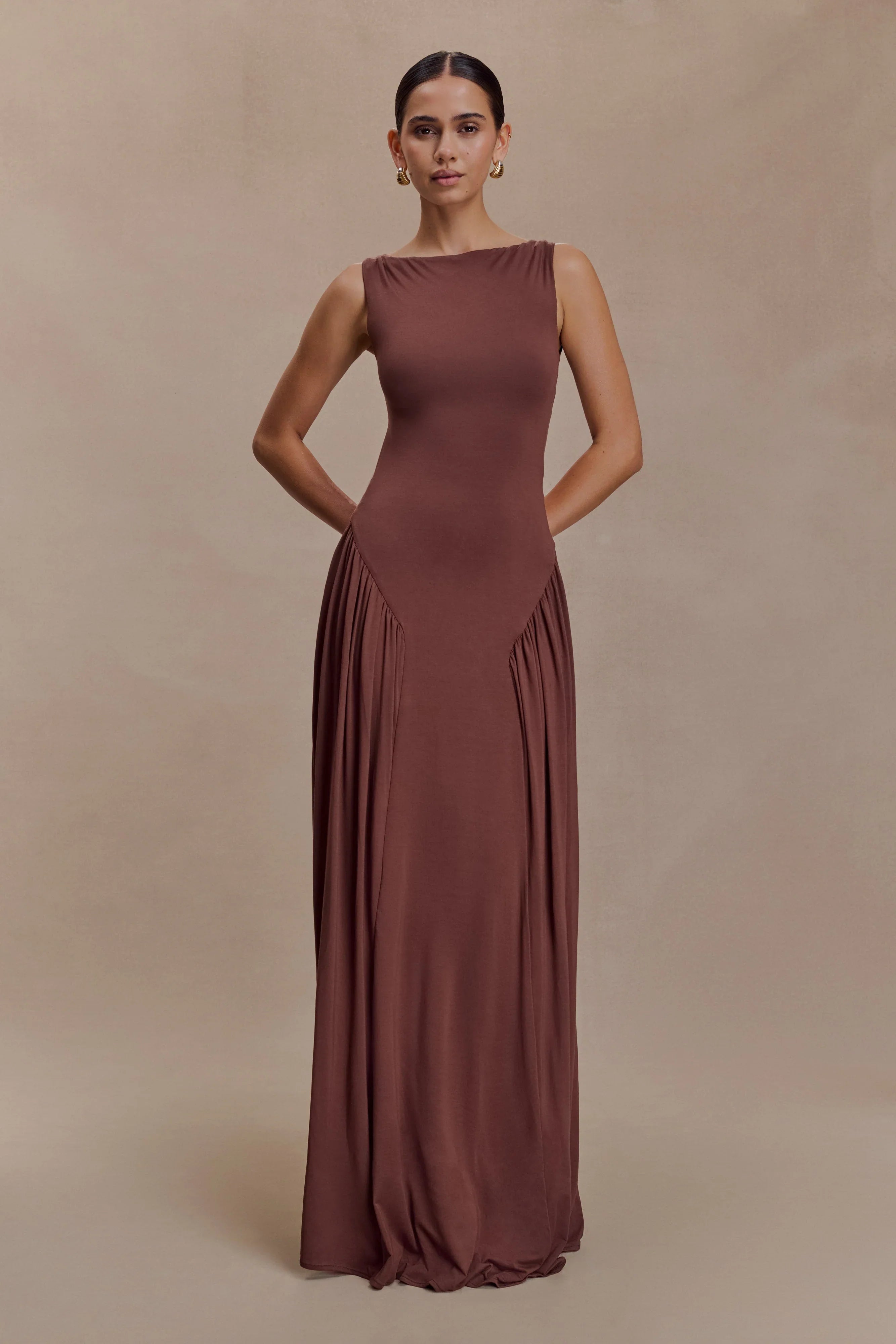 Marnie Modal Sleeveless Maxi Dress Chocolate