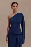 Vivica Slinky One Shoulder Top Midnight Navy