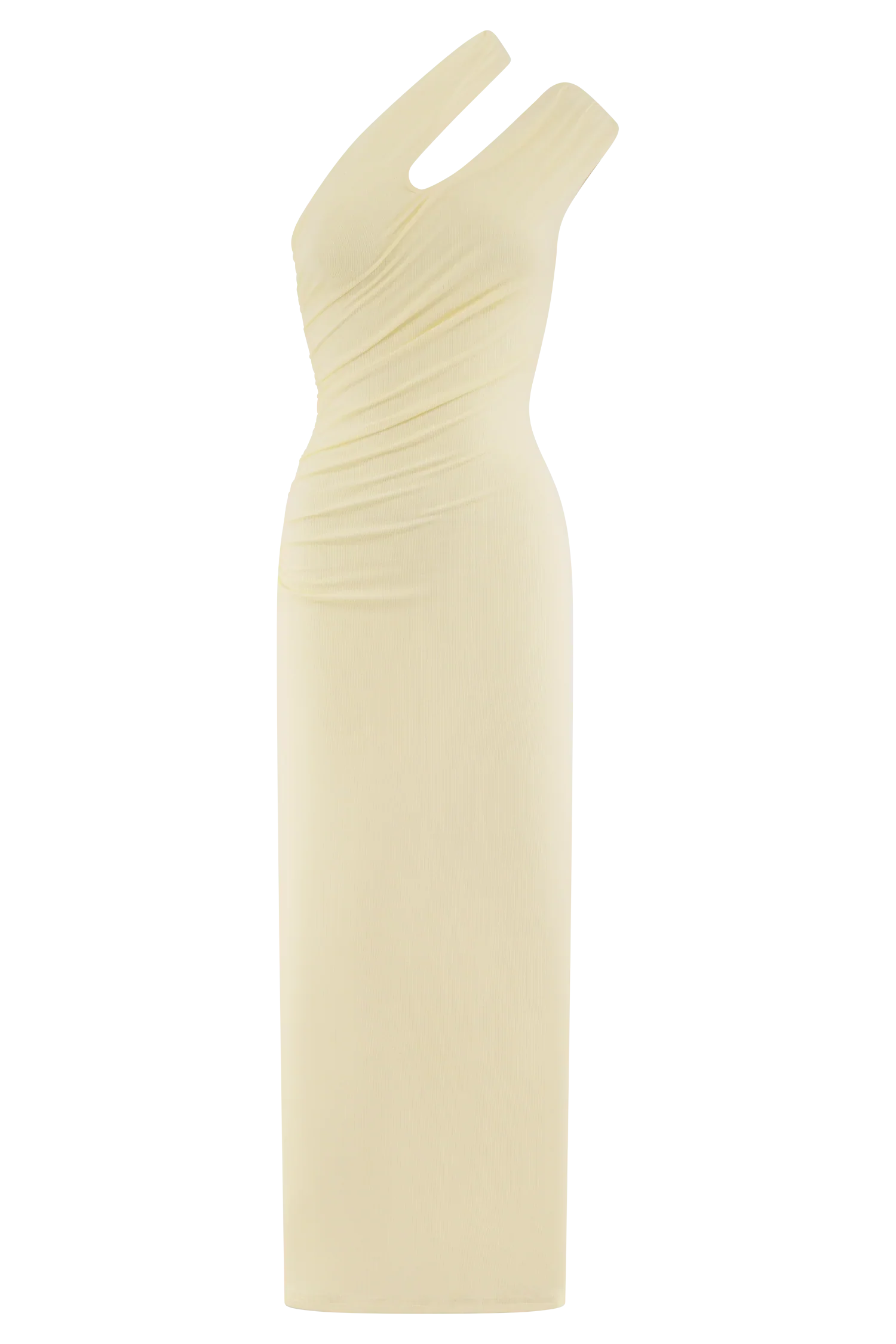 Anastasia One Shoulder Modal Midi Dress Pale Lemon