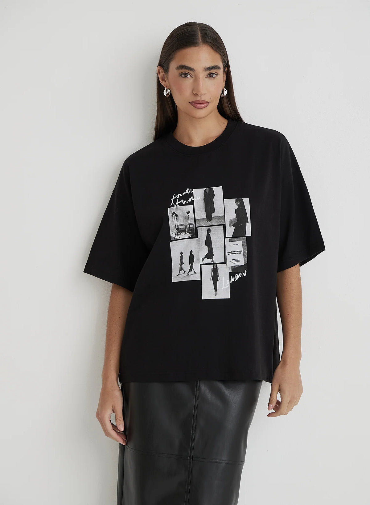 Black Catwalk Polaroid Graphic T Shirt