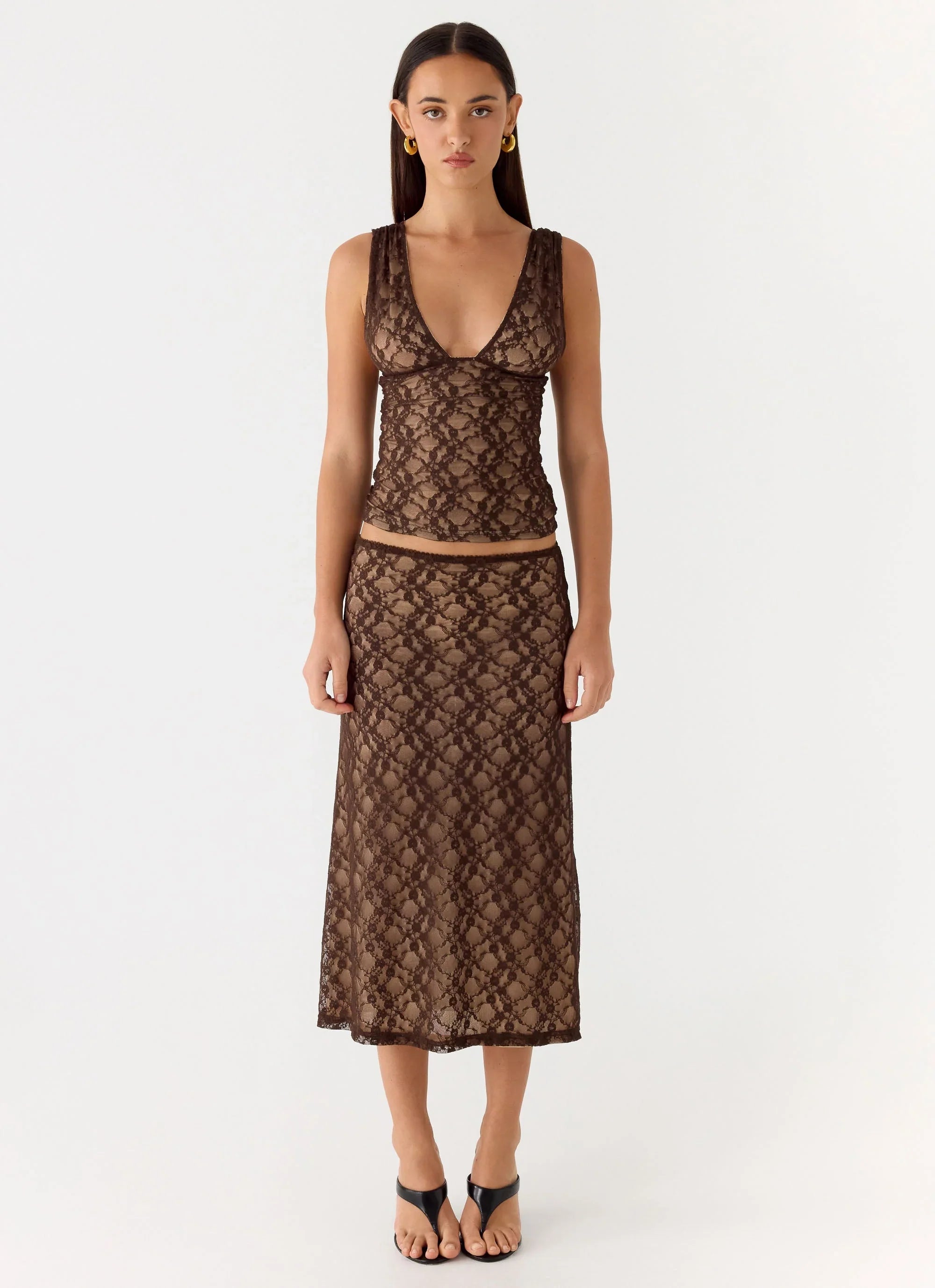 Options Lace Top Chocolate