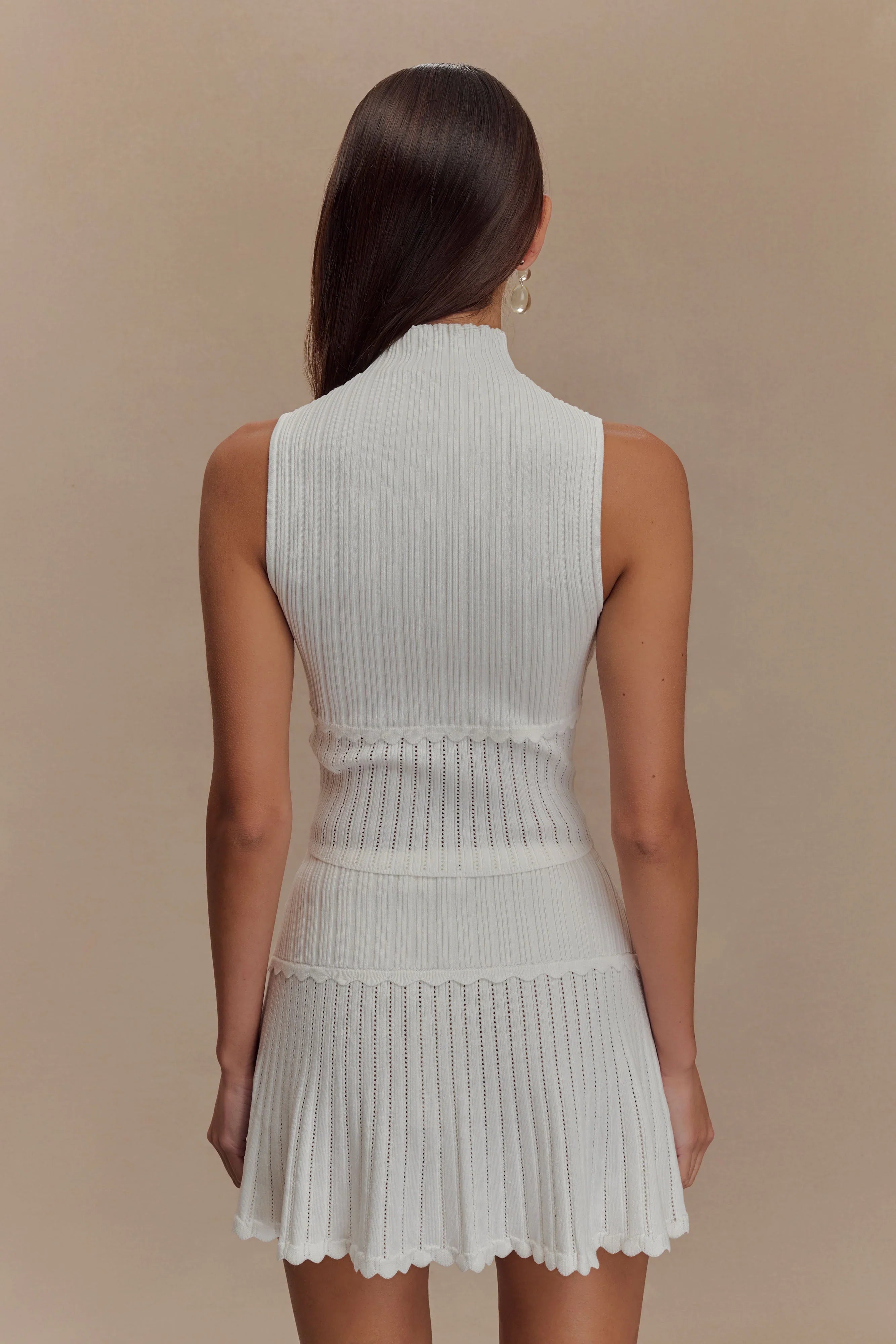 Indy Pointelle Knit Mini Skirt Ivory