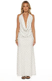Rozie White Polka Dot Mesh Maxi Skirt