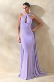 Rhoda Lilac Twist Halter Neck Cape Maxi Dress