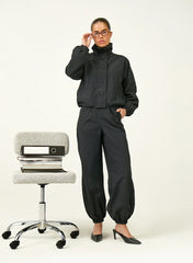 Black Balloon Leg Parachute Joggers