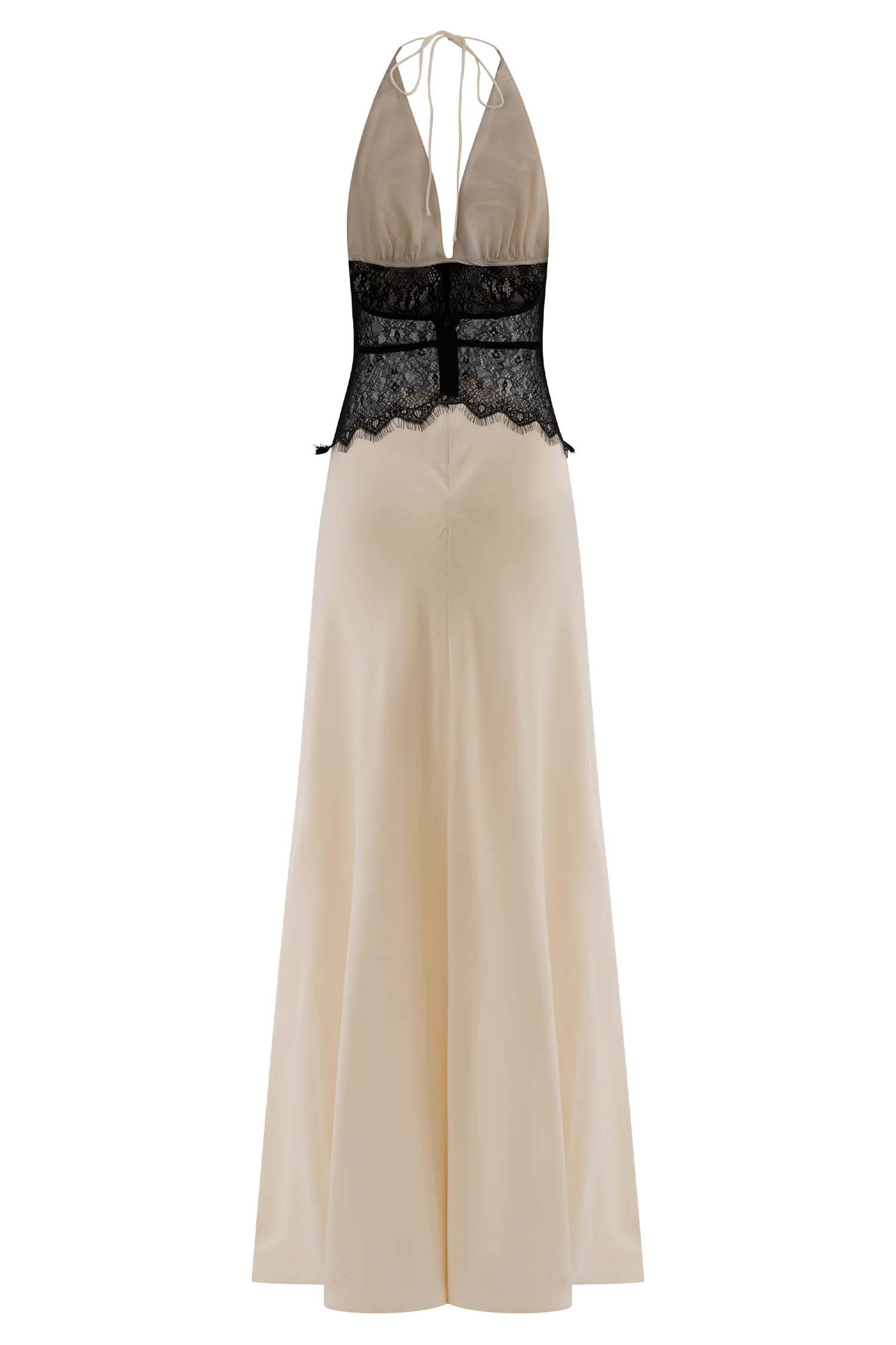 Dinah Lace And Satin Maxi Dress Black Ivory