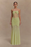 Khadijah Lace And Mesh Maxi Dress Sage