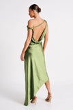 Yvette Slip Maxi Dress With Asymmetrical Hem Emerald
