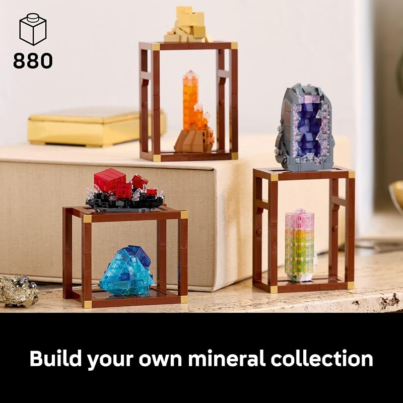 LEGO Ideas Mineral Collection Building Set for Adults Ages 18 Bedroom or Office Decor with 3 Display Shelves Unique Gift Idea for Men Women 21362