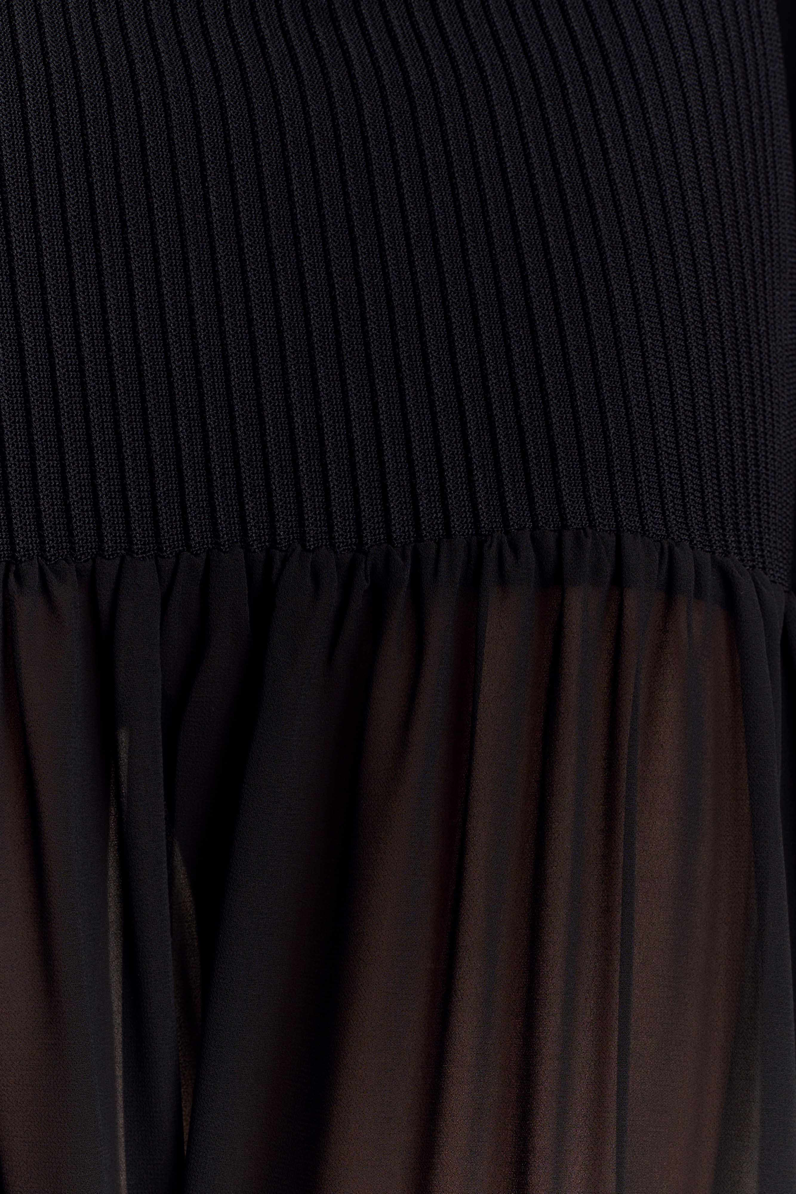 Haille Knit Chiffon Maxi Dress Black