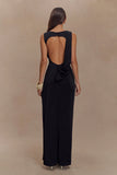 Henley Slinky Drape Maxi Dress Black