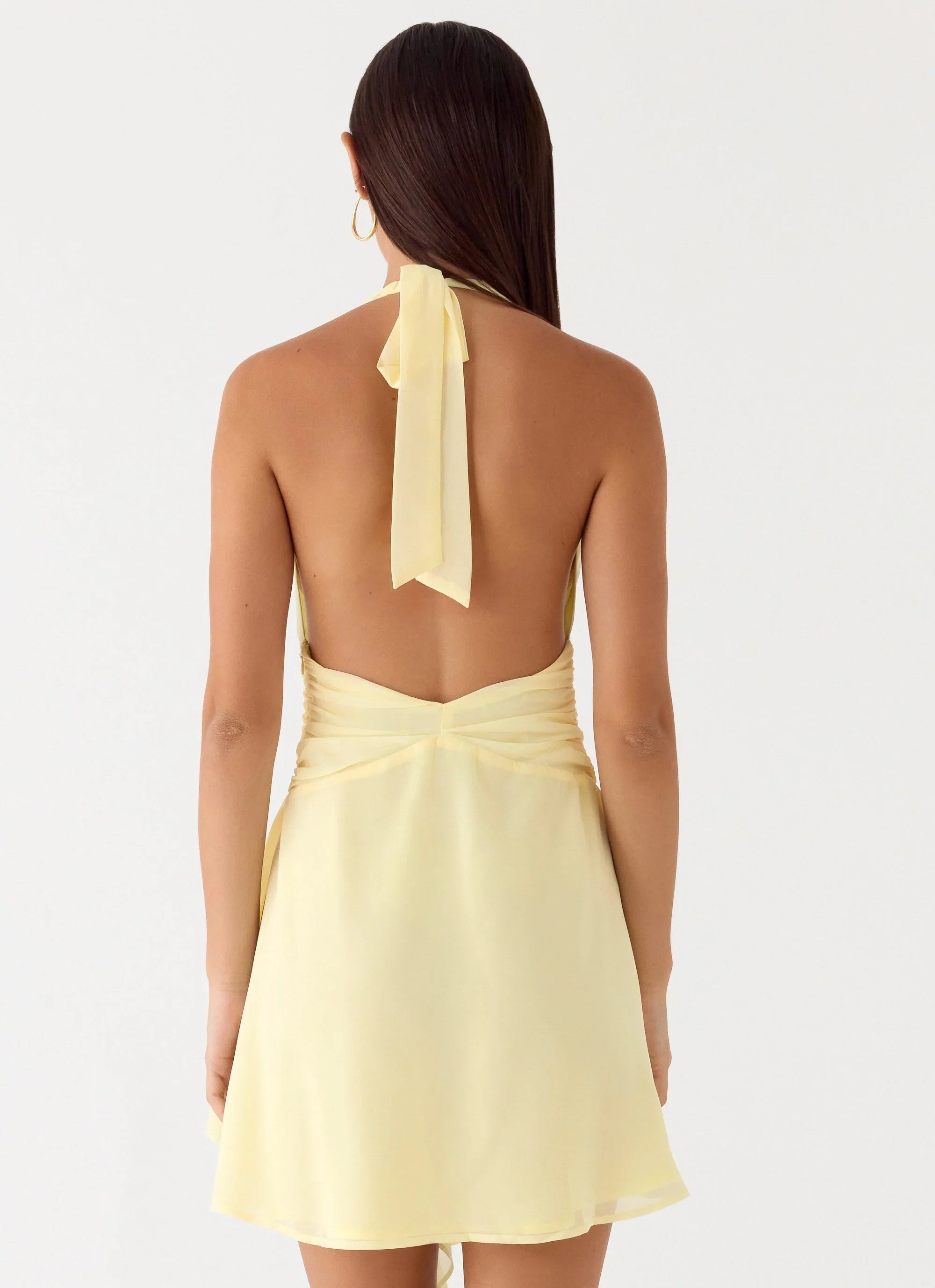 Guide You Halter Neck Mini Dress Yellow