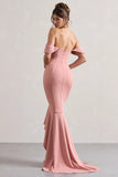 Cotillion Blush Sweetheart High Low Maxi Dress With Ruffle Hem