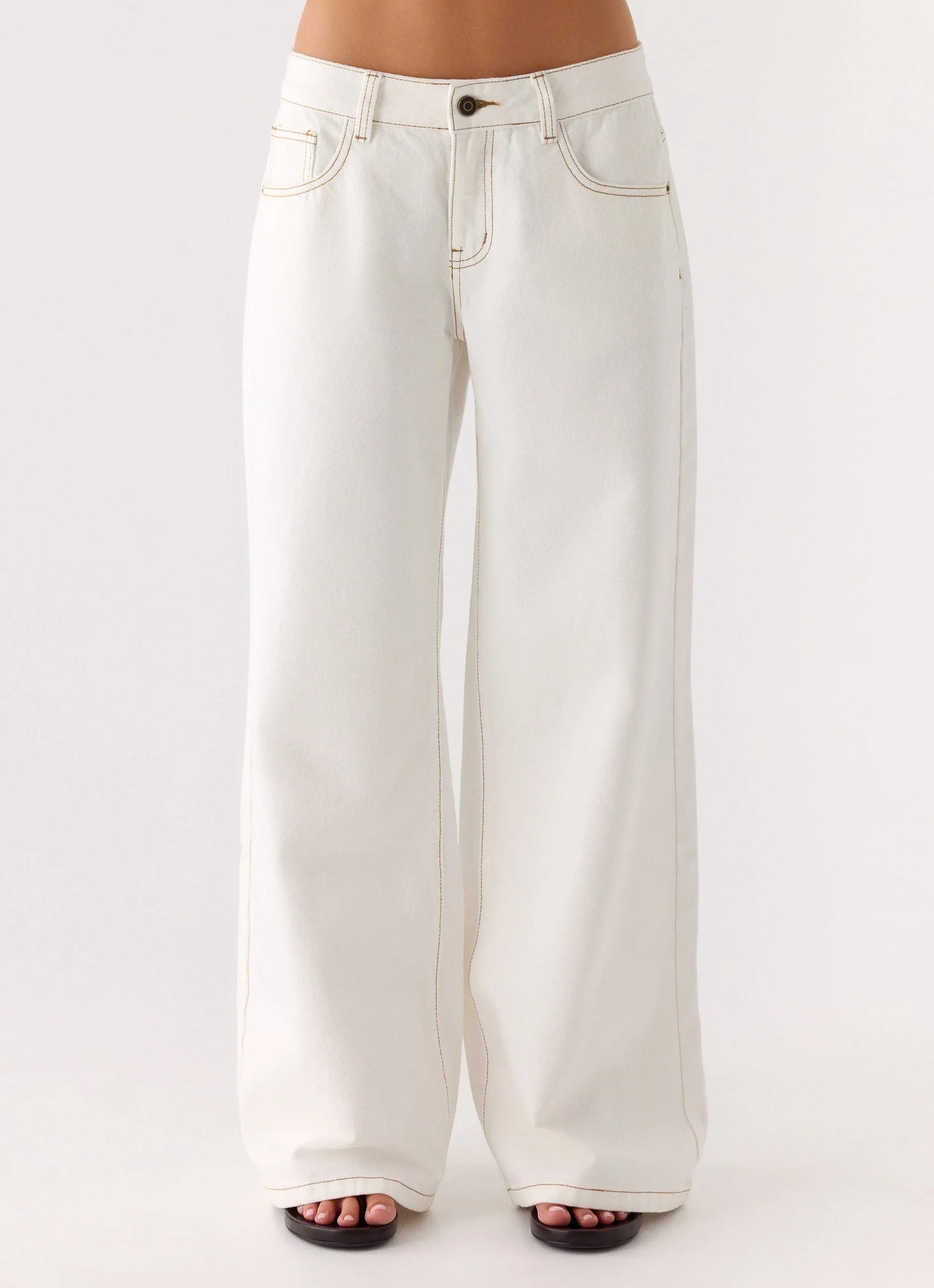 Neo Low Rise Wide Leg Denim Jeans Ivory