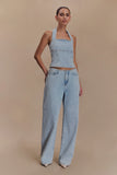 Dayna Denim Halter Top Light Blue