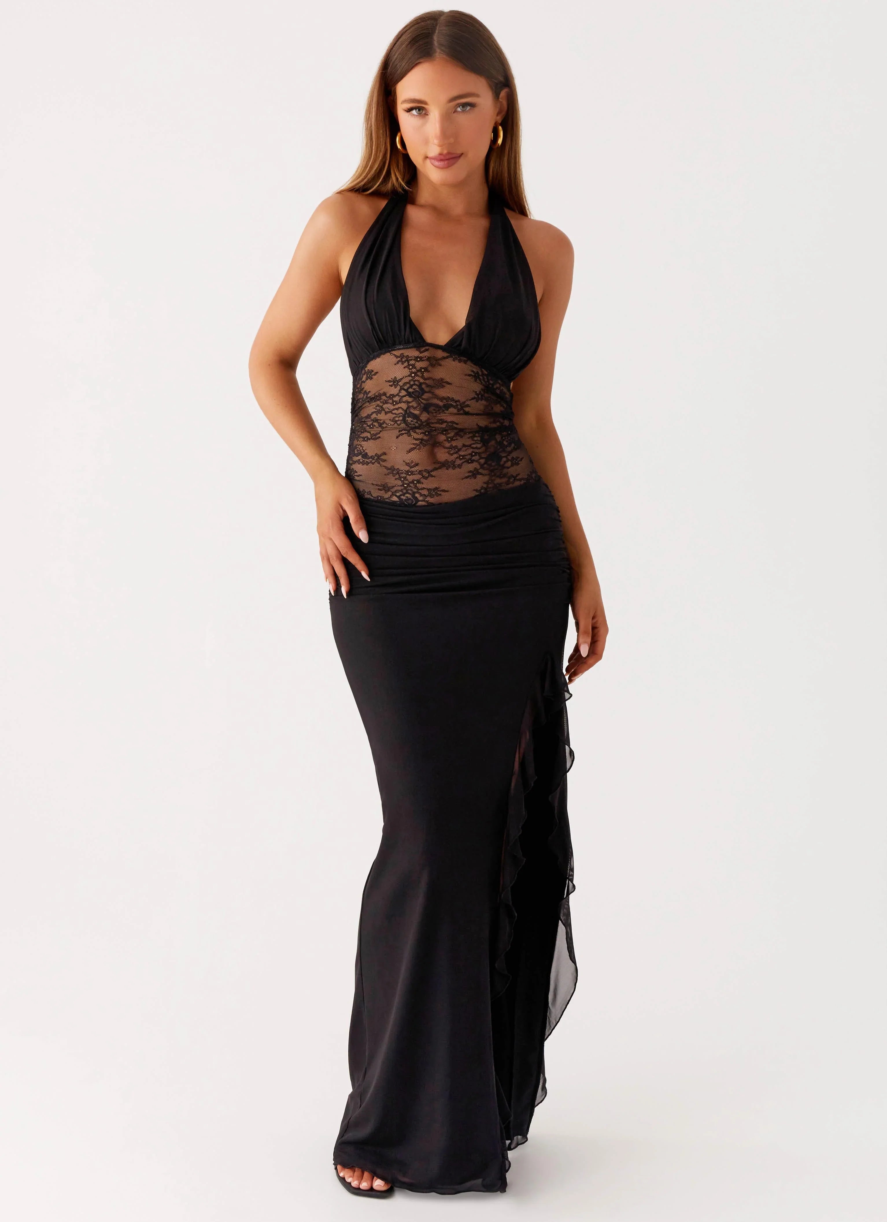 Wrenna Halter Neck Maxi Dress Black