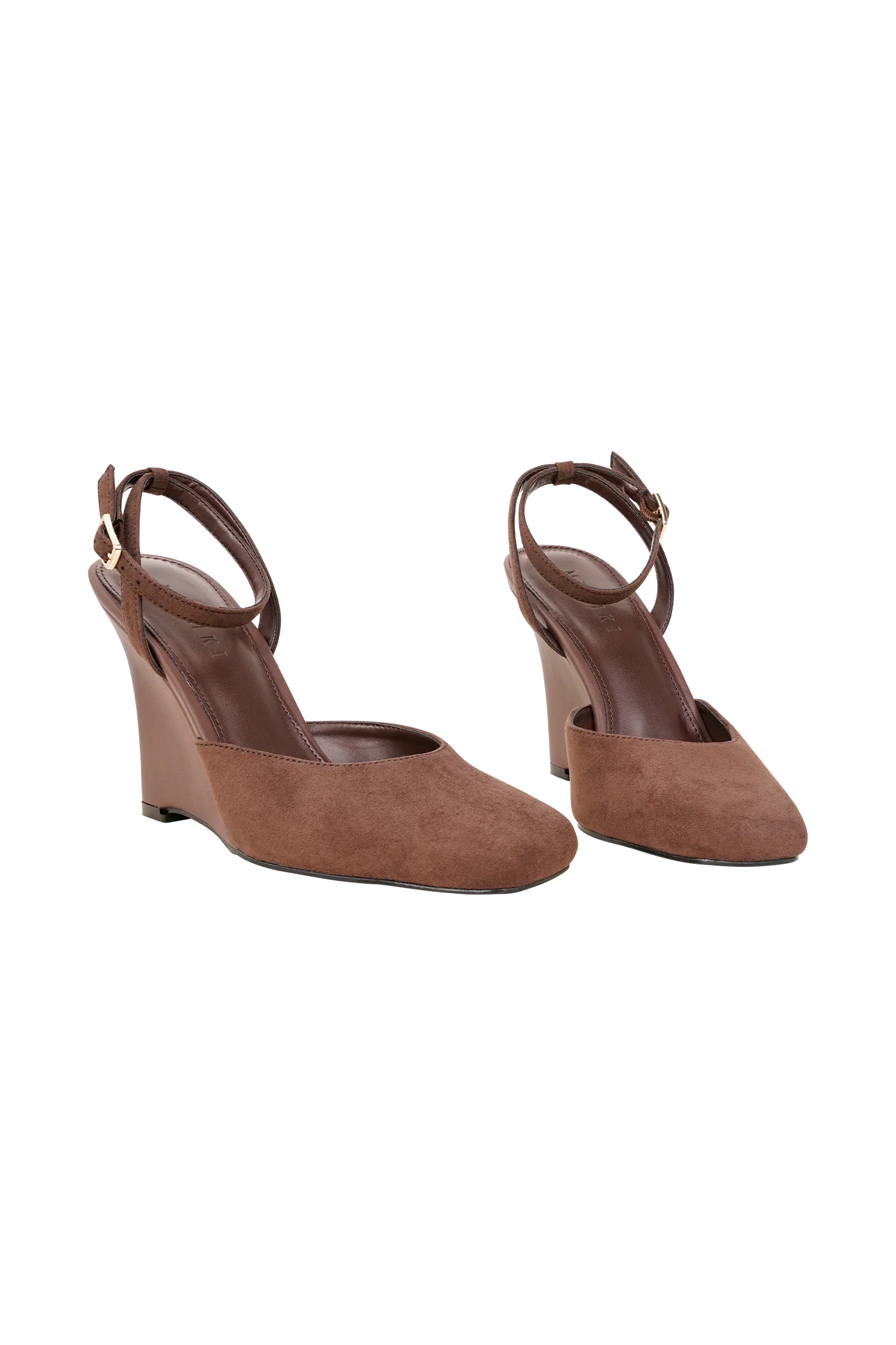 Kaleen Faux Suede Wedge Heel Chocolate