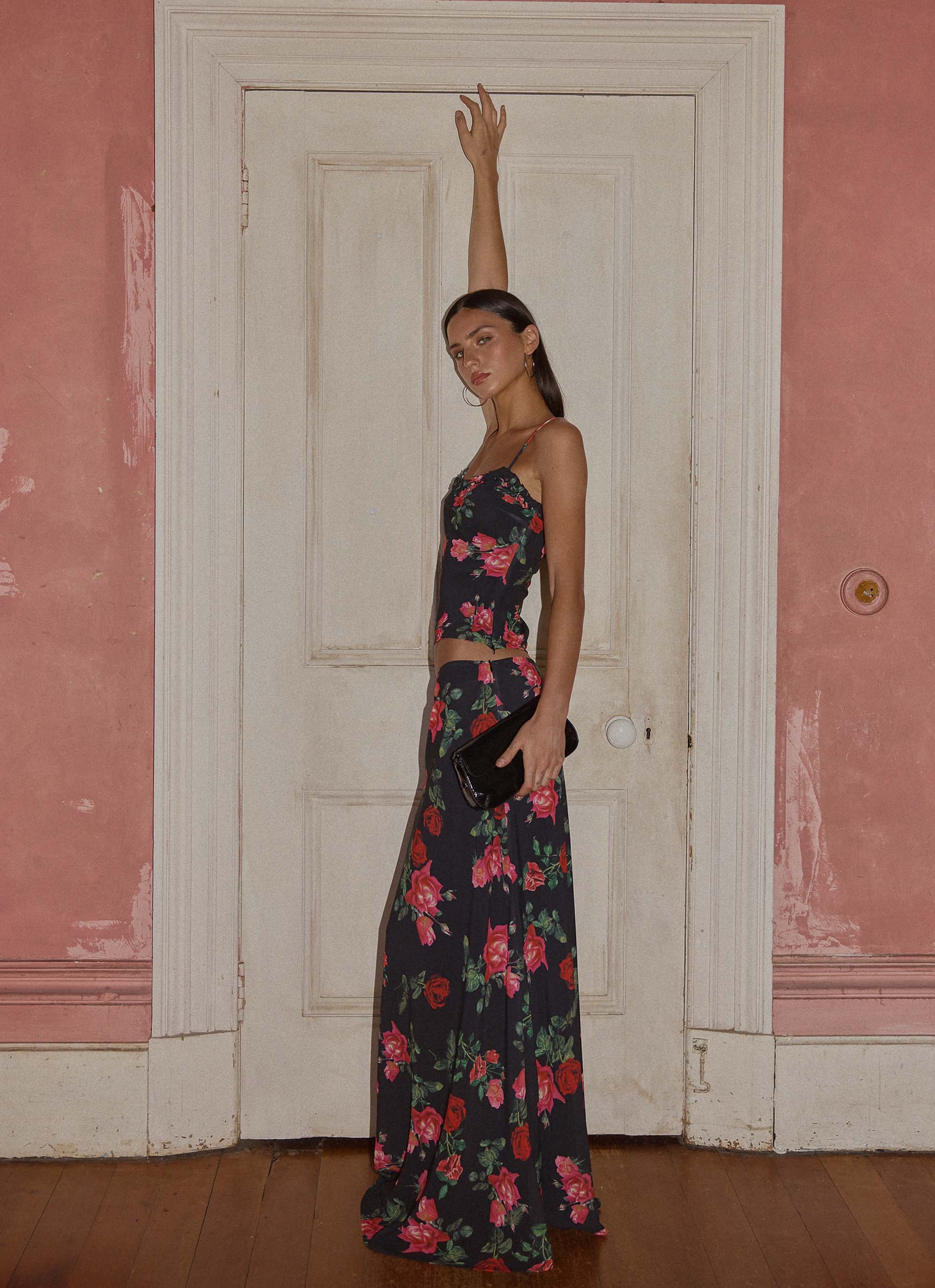 Star Girl Chiffon Maxi Skirt Midnight Bloom