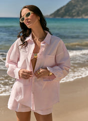 Light Pink Cotton Balloon Sleeve Shirt