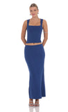 Two Piece Maxi Skirt Set in Blue