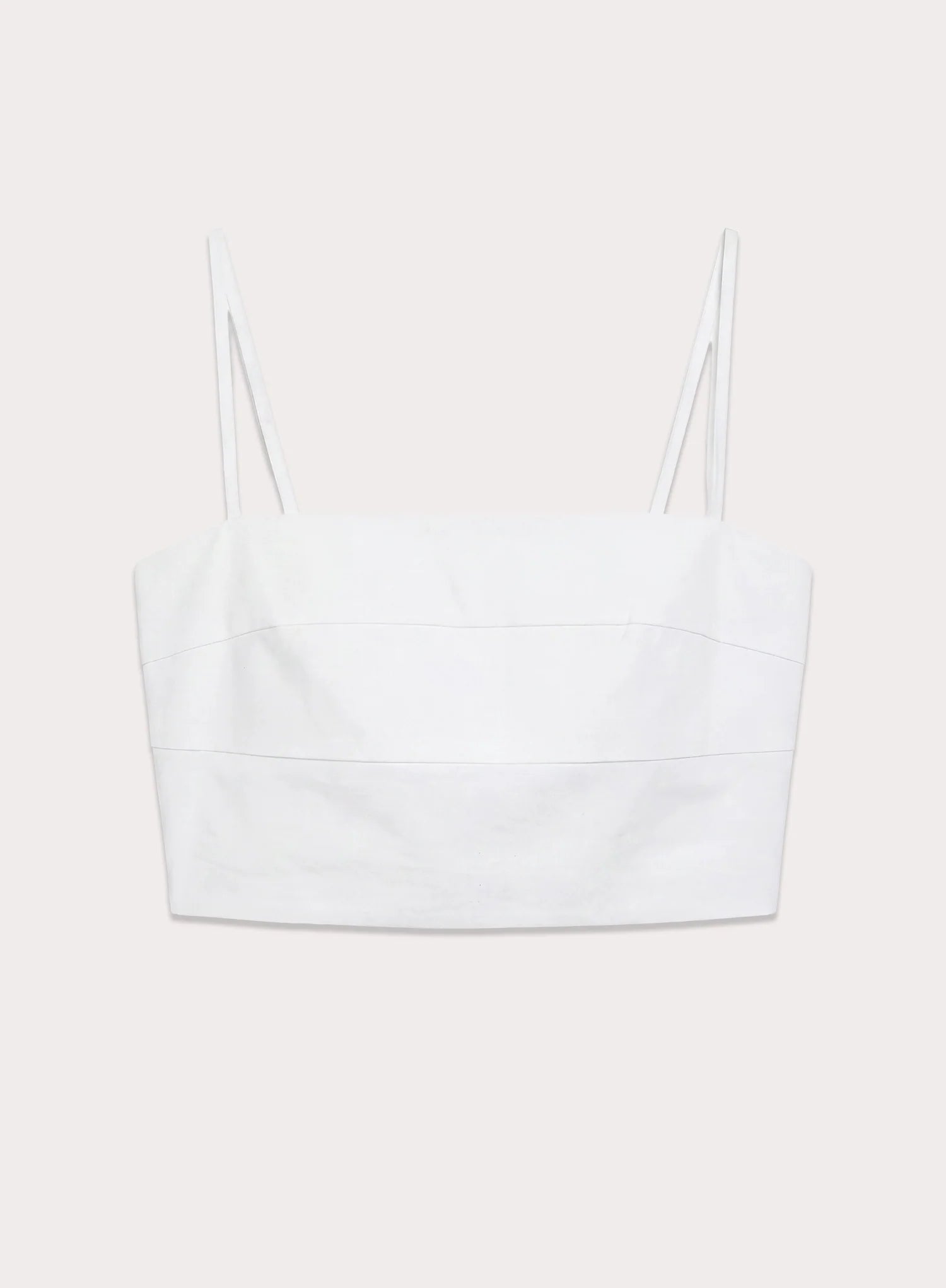 White Cotton Cami Pleated Crop Top