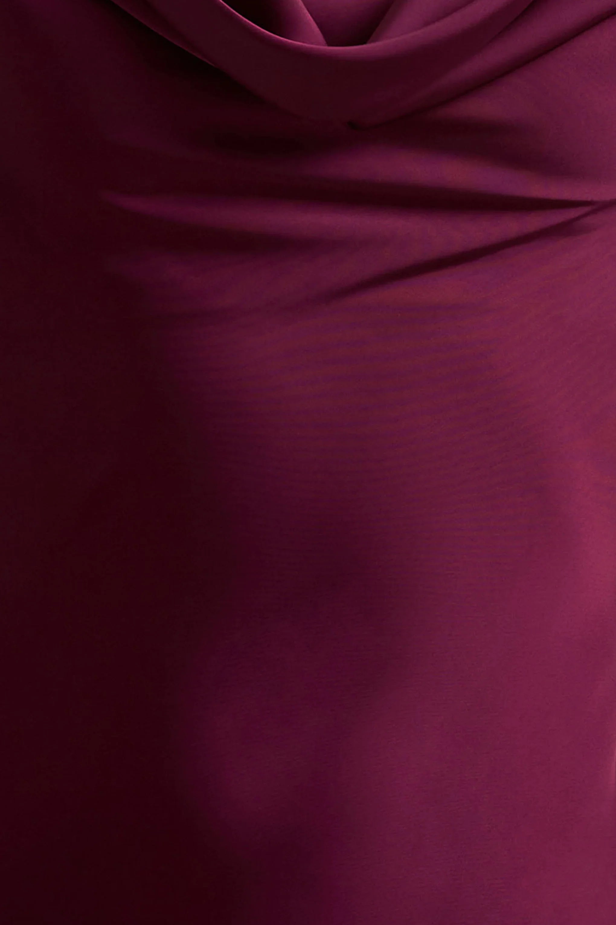 Alesso Burgundy Satin Cowl Neck Slip Maxi Dress