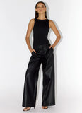 Samuel Low Rise Faux Leather Pants Black
