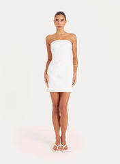 Cream Bandeau Tailored Mini Dress
