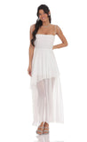 Flow Shimmer A line Maxi Dress in White