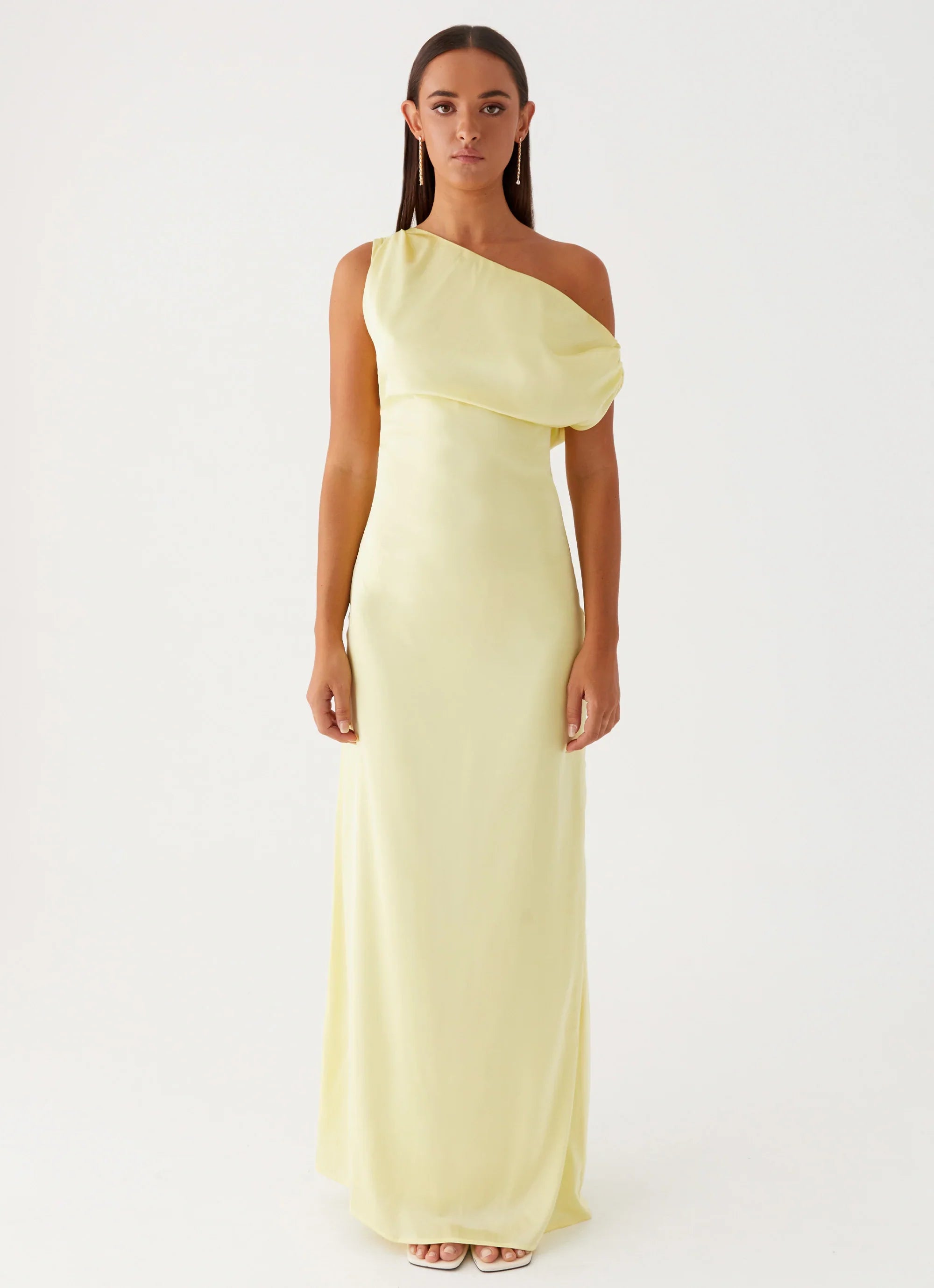 Heart Of Glass Satin Maxi Dress Yellow