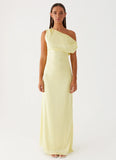 Heart Of Glass Satin Maxi Dress Yellow