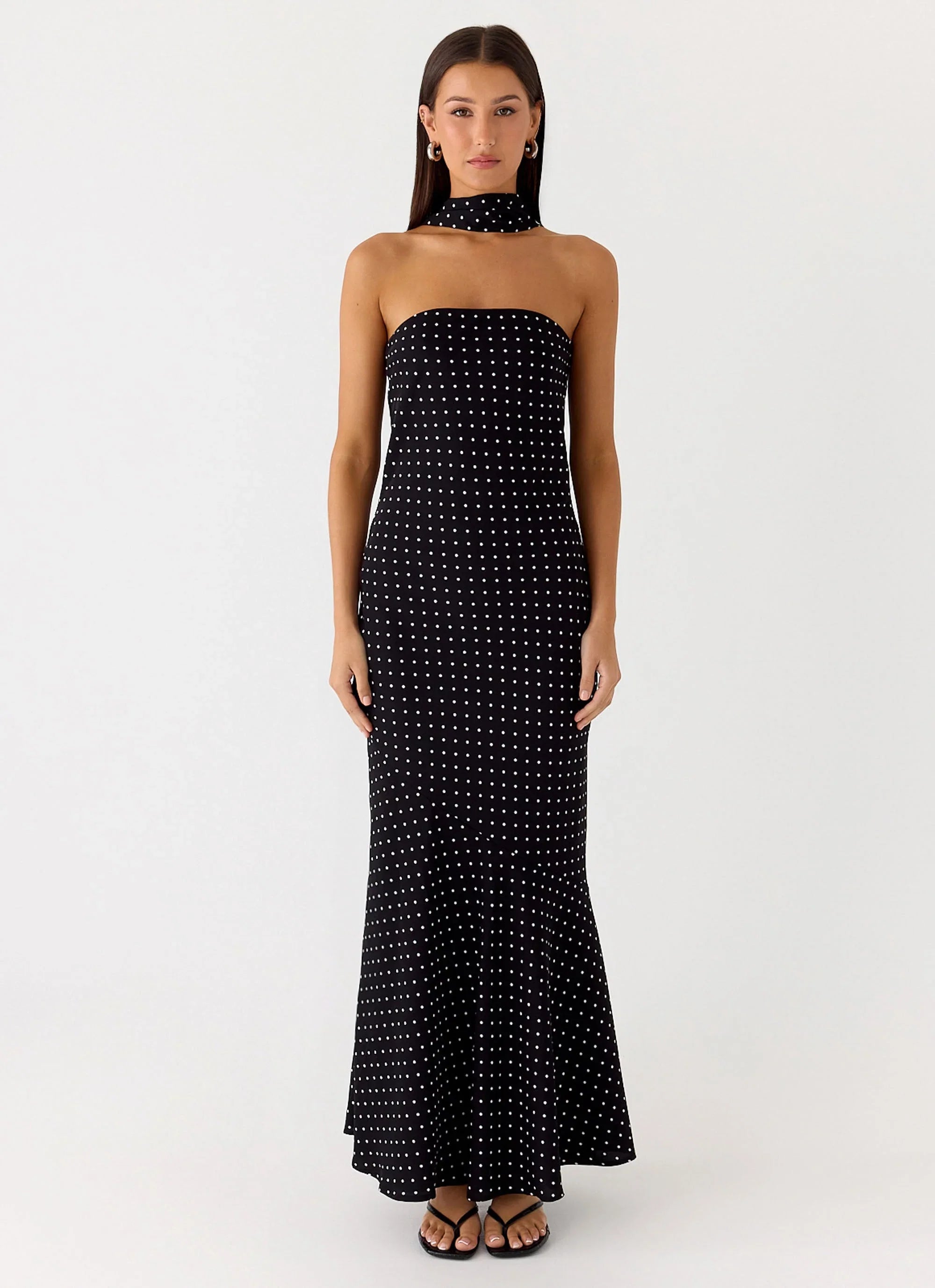 Under The Pagoda Maxi Dress Black Polkadot