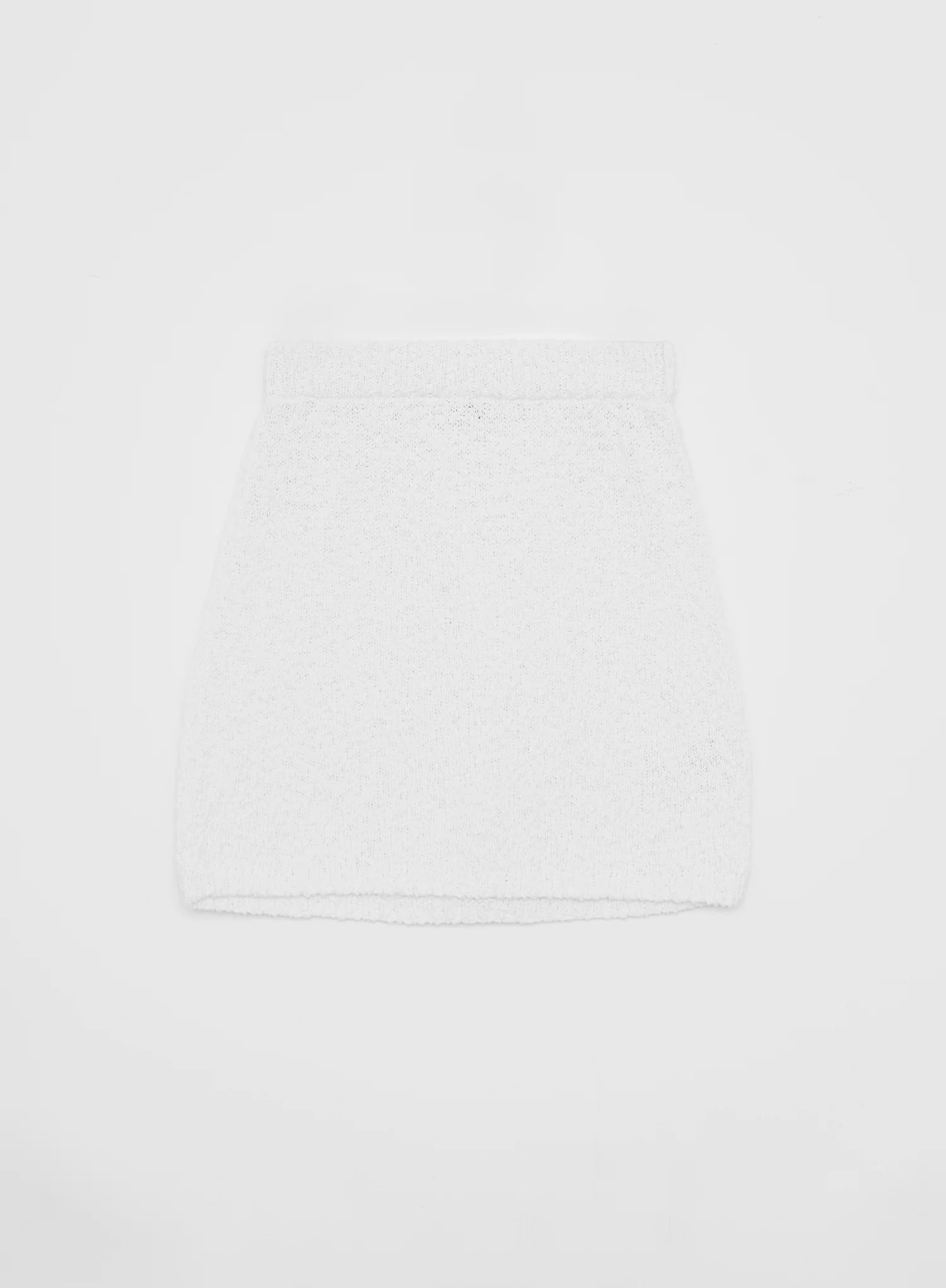 White Cotton Knit Mini Skirt