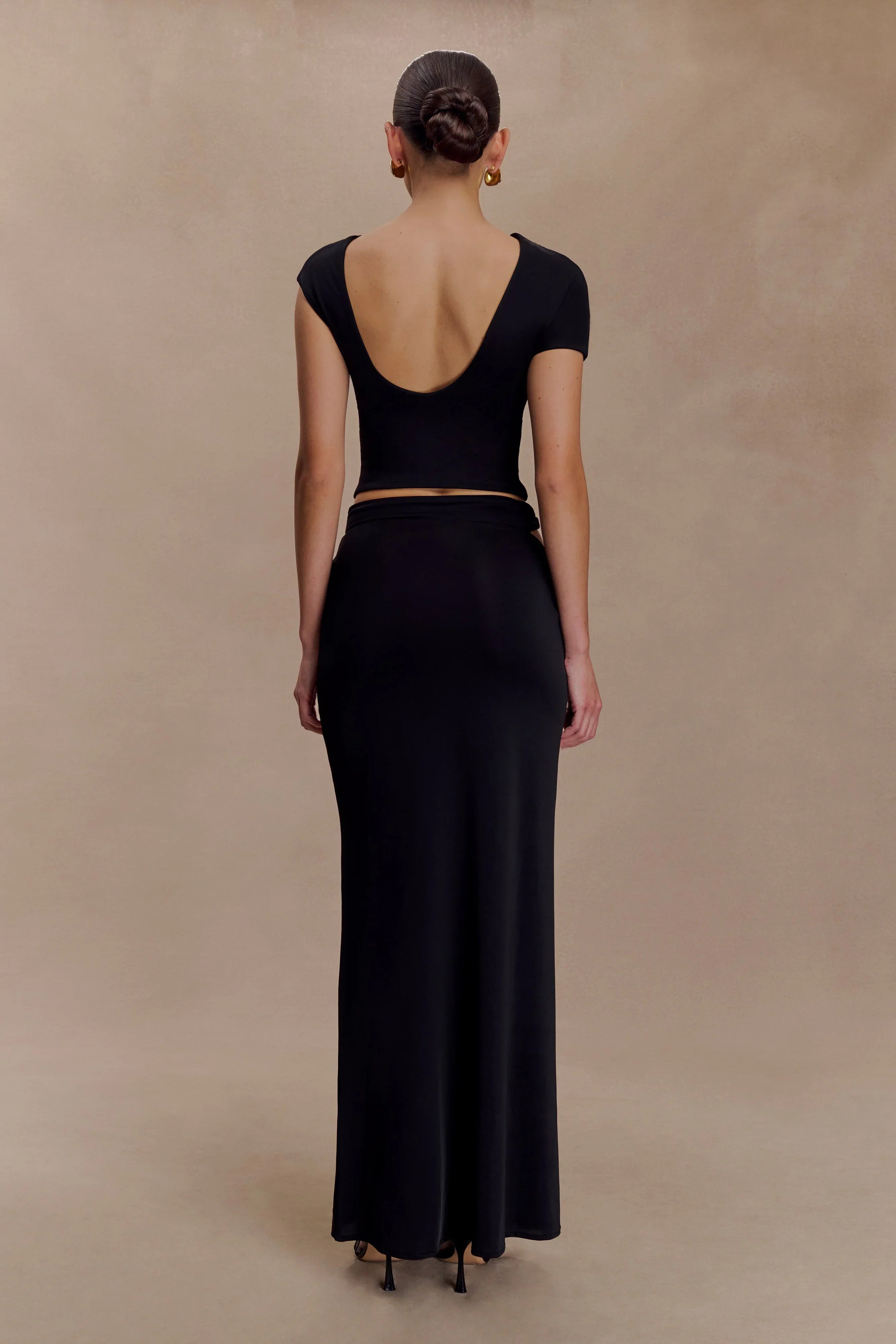 Haven Slinky Twist Midi Skirt Black