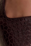 Maren Faux Leather Crocodile Heel Chocolate