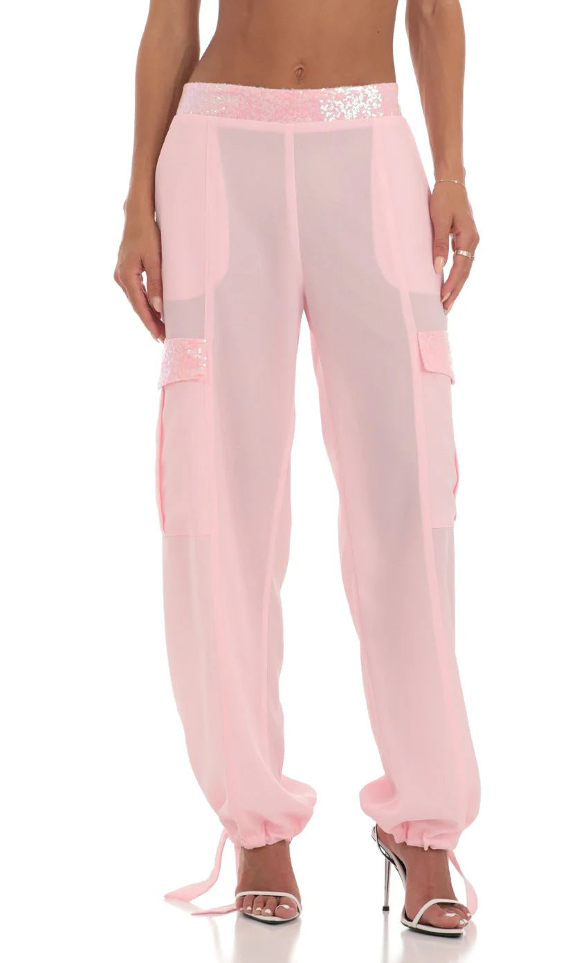 Sequin Pants in Pink