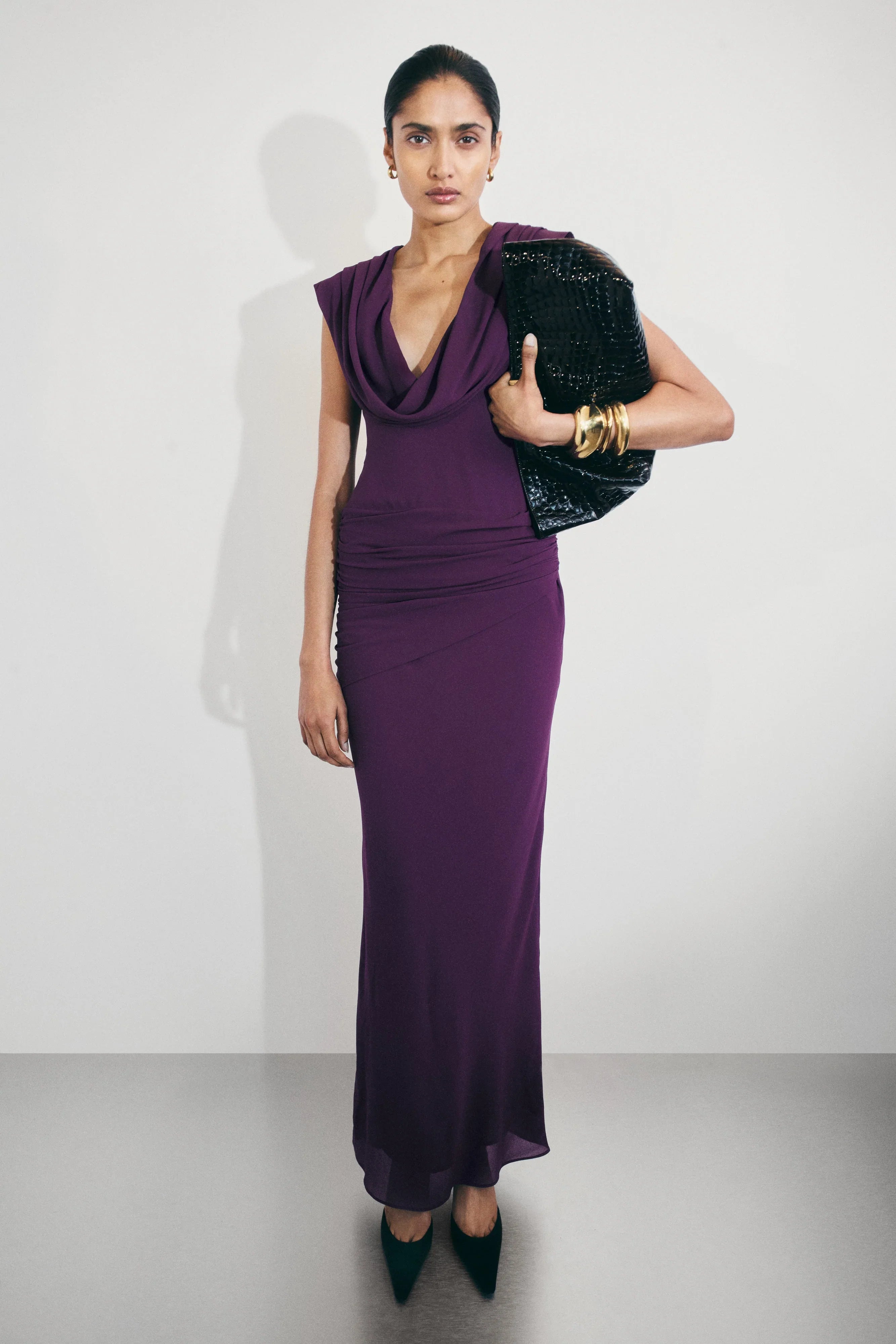 Giulia Chiffon Draped Maxi Dress Purple