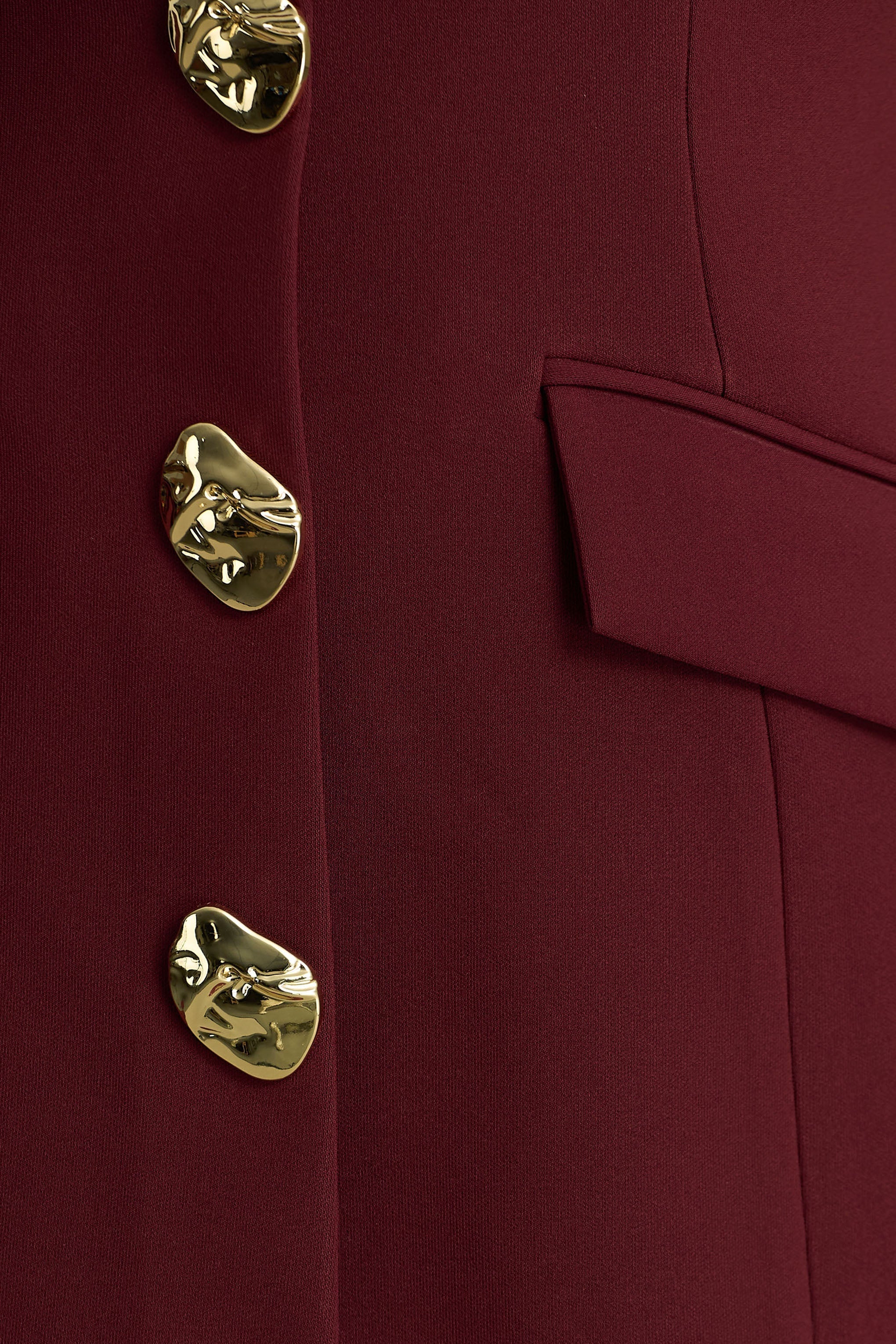 Belony Dark Plum Crew Neck Mini Dress With Button Detailing