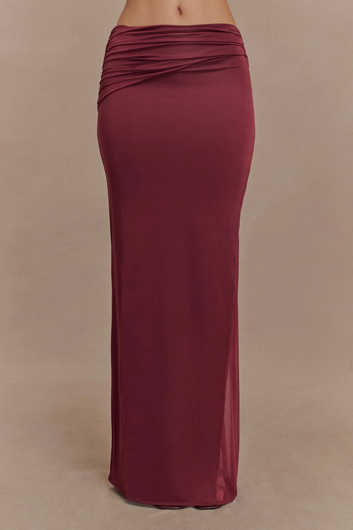 Judy Slinky And Mesh Maxi Skirt Wine
