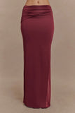 Judy Slinky And Mesh Maxi Skirt Wine