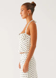 Breanne Top White Polka Dot