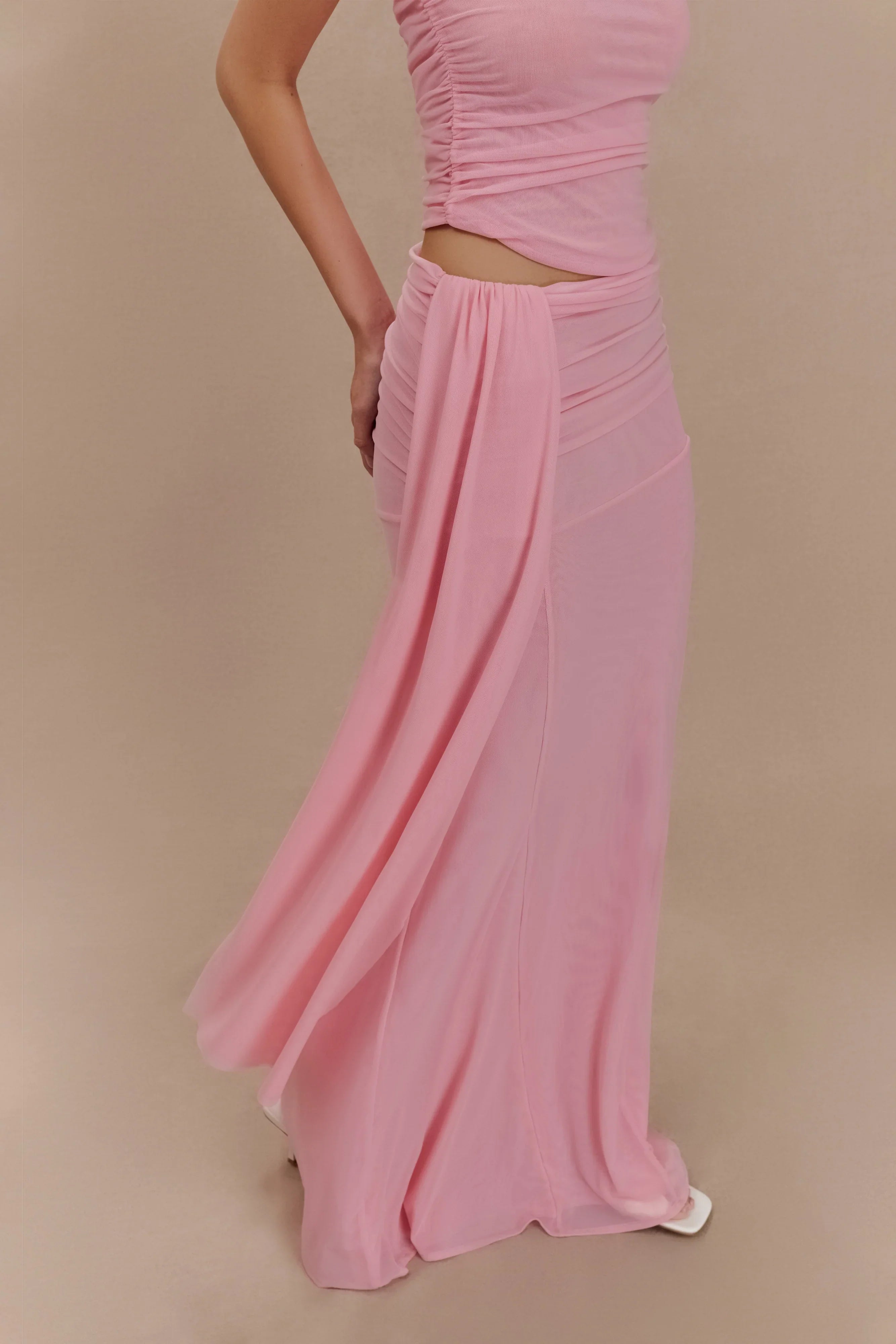 Arna Mesh Maxi Skirt Candy Pink
