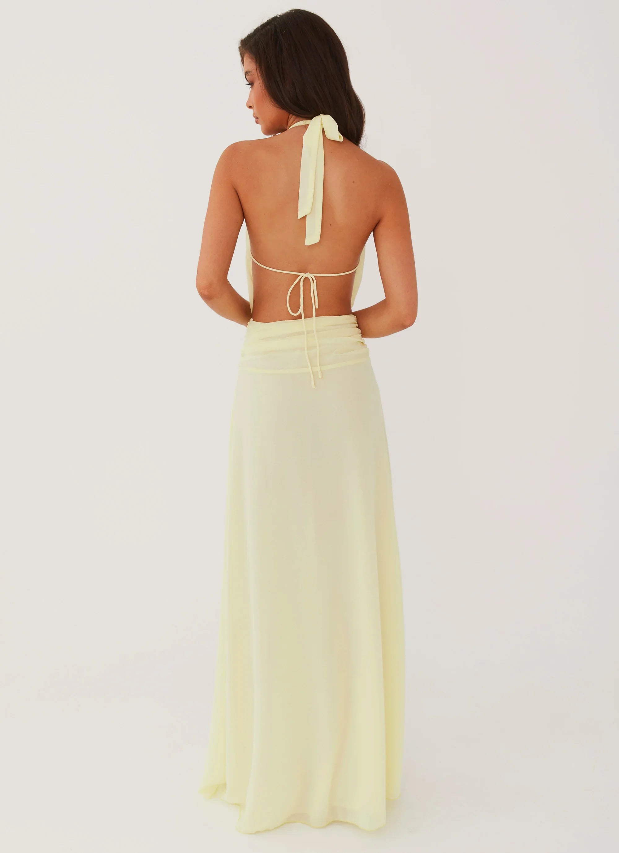 Elysia Chiffon Maxi Dress Lemon